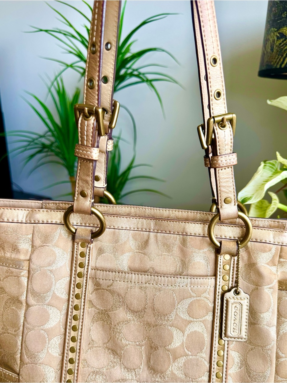 Coach Signature Gold Tote with Studded Straps
#60867-F12853 - Picture 16 of 16